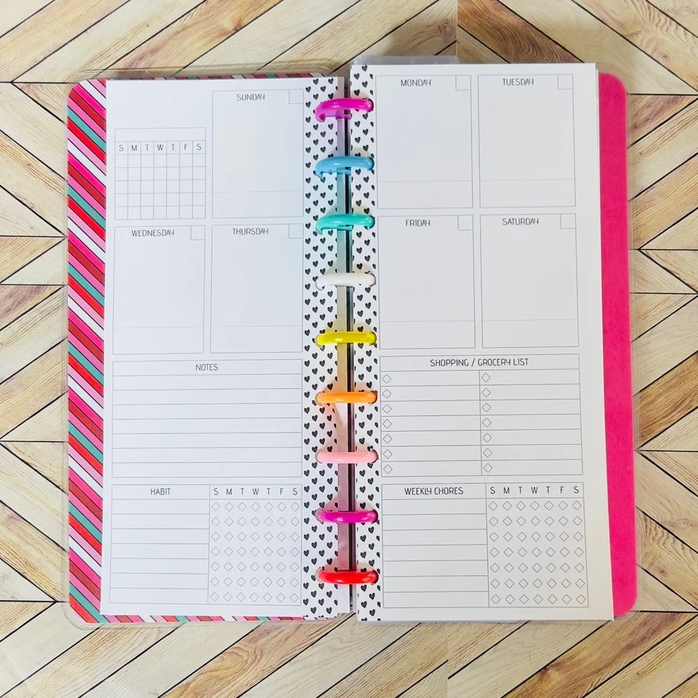 Skinny classic size planner Happy Valentine’s letters gnomes weekly layout